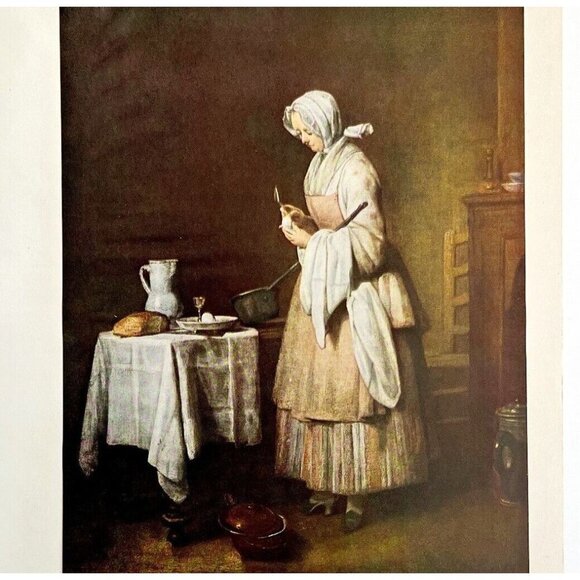 The Attentive Nurse Chardin Colorplate Art Print 1939 Antique LGADCP - Picture 2 of 3